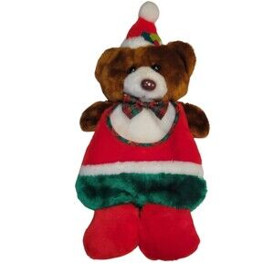 Vintage Stocking Brown Bear Plush Cherng Perng Taiwan Stuff Animal Hanger